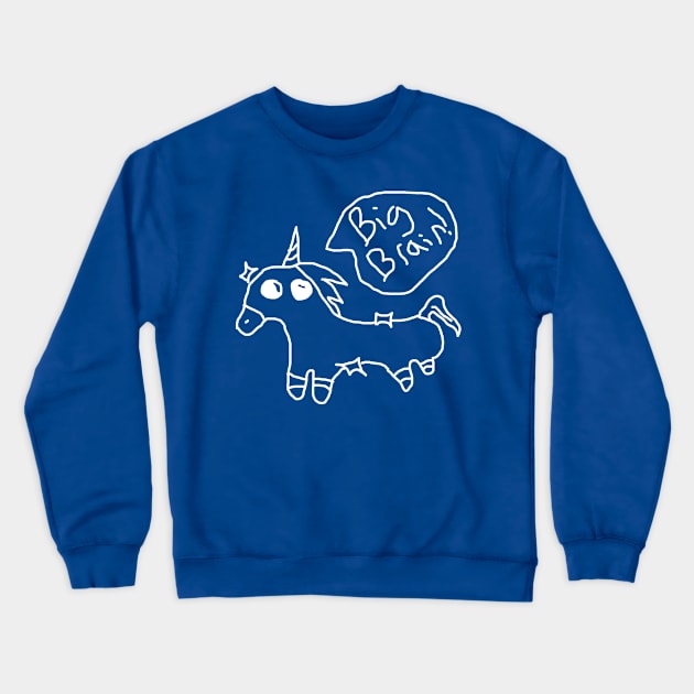 Big brain unicorn (white) Crewneck Sweatshirt by Axele's super-cool-store